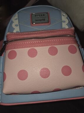 Loungefly Blue and Pink Polka Dot Mini Backpack BO peep